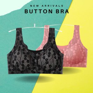 Premium Button Bra (Black+Pink)