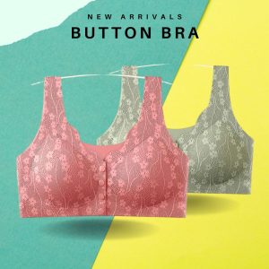 Premium Button Bra (Pink+Olives)